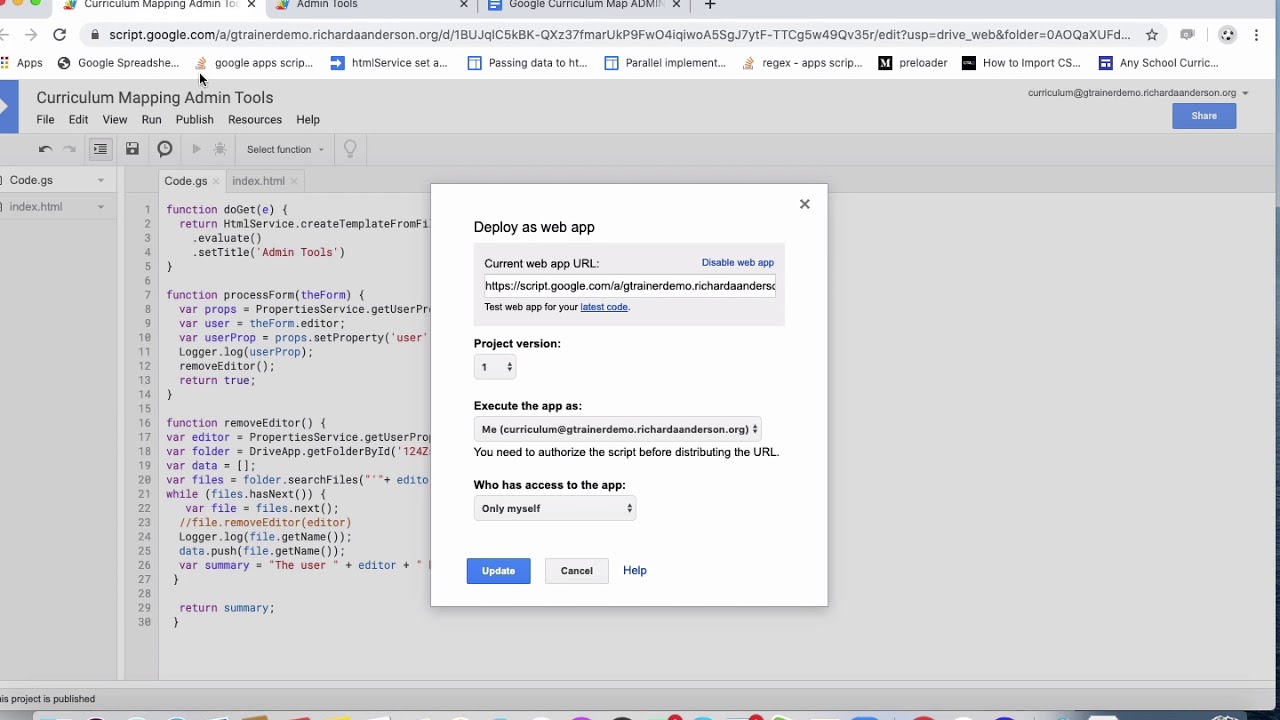 Curriculum Mapping:  Admin Tools Web App Preview