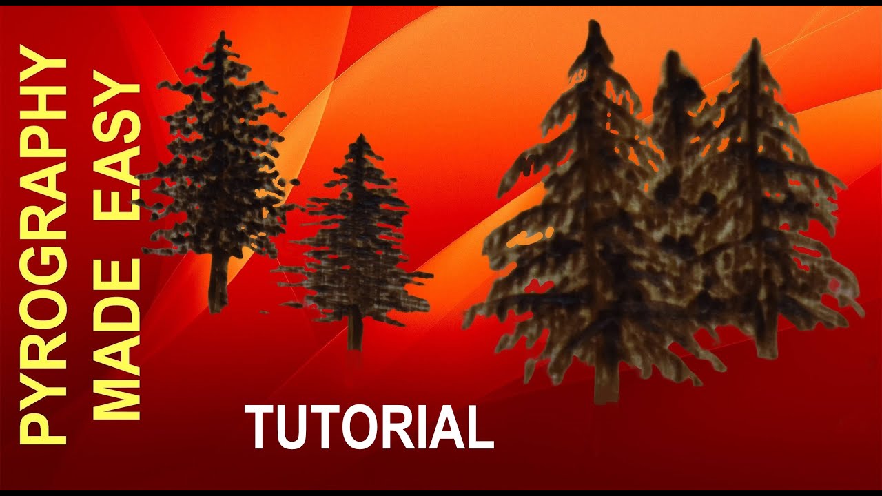 Wood Burning for beginners - 3 types of Evergreen Trees - pyrography tutorial (Cedar, fir, Pine)