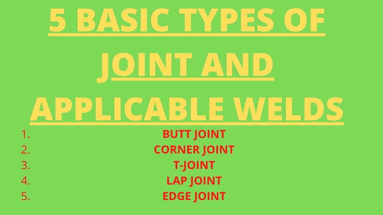 5 Basic Type Of Joints and Applicable Welds - PipingWeldingNondestructiveExamination