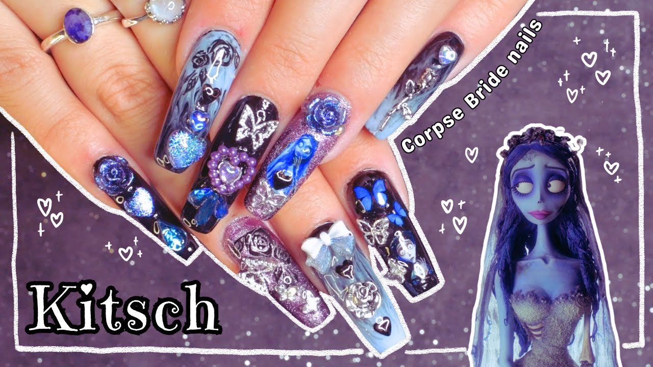 🥀🕸 Corpse Bride Kitsch Gel Nails ♡ Madam Glam Gel Polish Review 🕸🥀