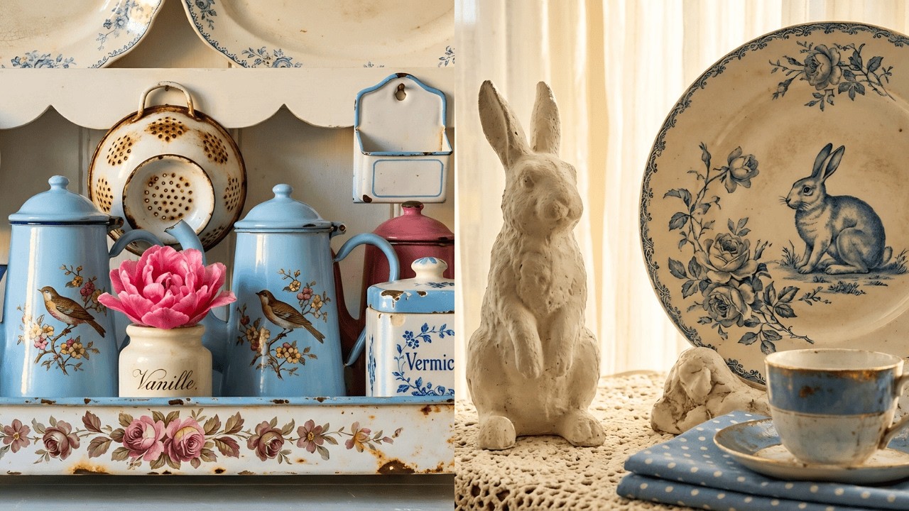 Vintage Blue Shabby Chic Cottage Tour: Grandma’s Antique Charm & Farmhouse Decor Ideas