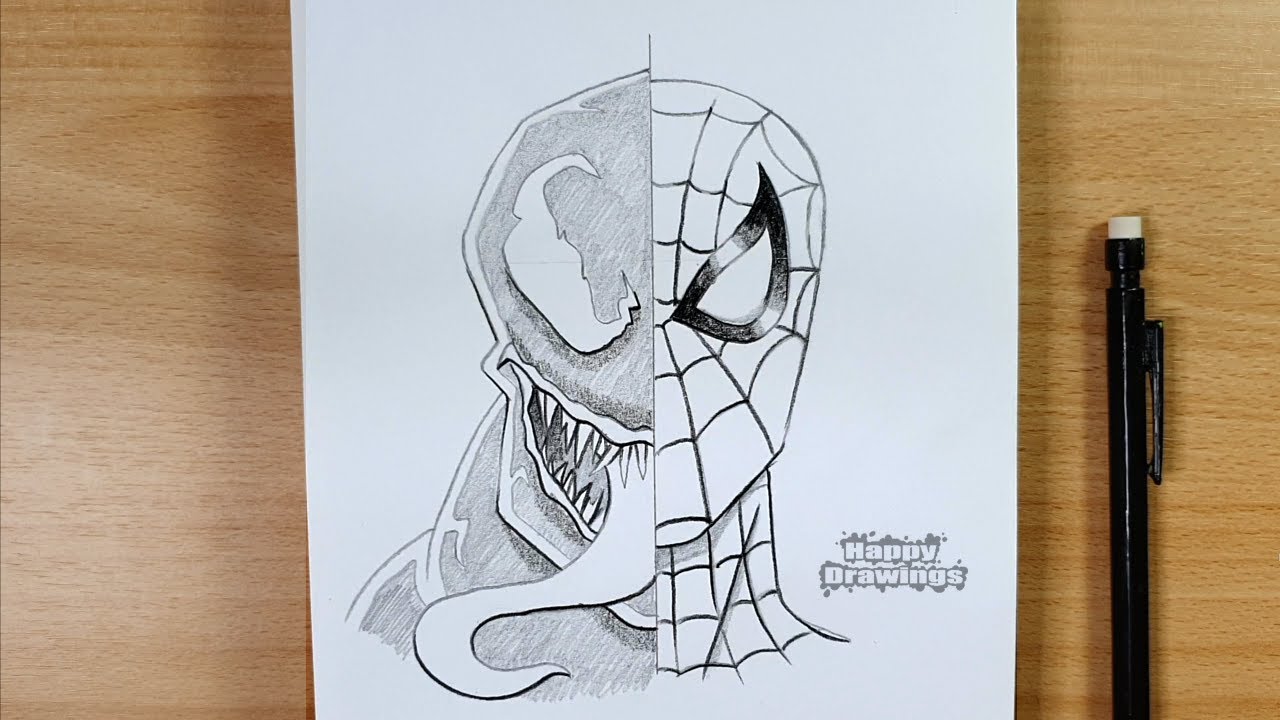 Draw Spiderman vs Venom Step by Step | Easy Sketch for Beginners