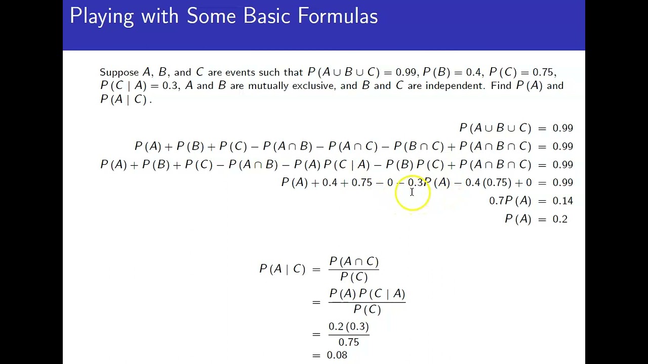 Basic Probability Formulas Example