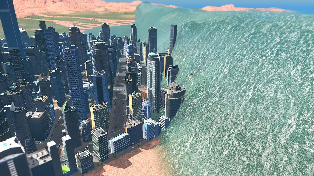 Double Tsunami Wipes Out Coastal Desert City | Cities Skylines Tsunami #284