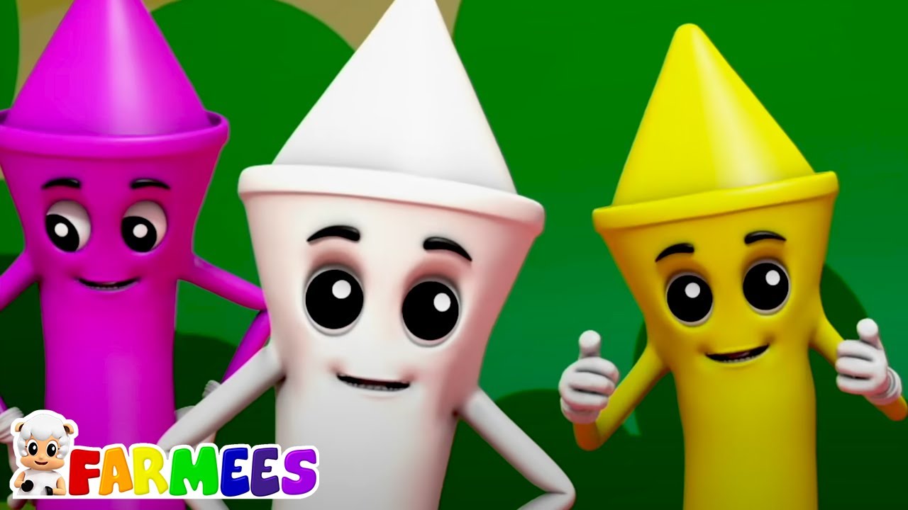 Can&ccedil;&atilde;o colorida de giz de cera | Musica para bebes | Educa&ccedil;&atilde;o | Farmees Portugu&ecirc;s | Desenhos animado