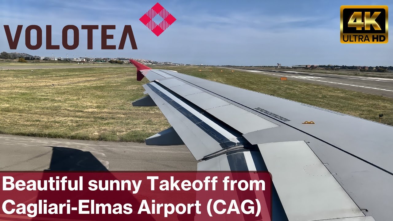 [4K] Volotea | Airbus A320-216 | Beautiful sunny Takeoff from Cagliari-Elmas Airport