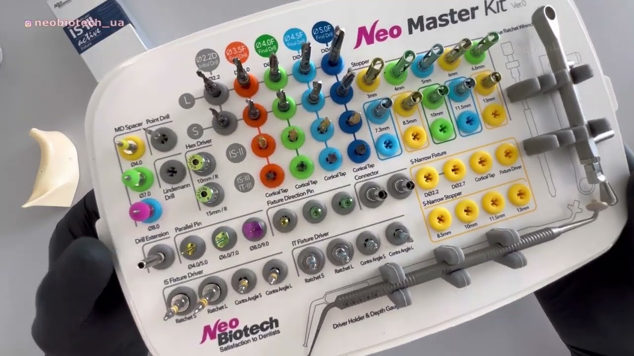 Огляд комплектації нового хірургічного набору Neo Master Kit для імплантатів Neobiotech 2023.Ukraine