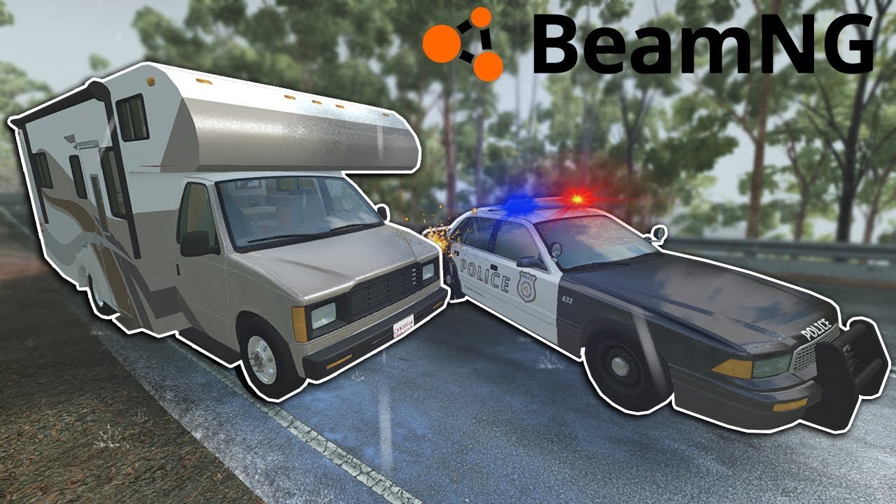 INSANE RV POLICE CHASE IN THE RAIN! - BeamNG Mod Gameplay & Crashes - Car Crash Game