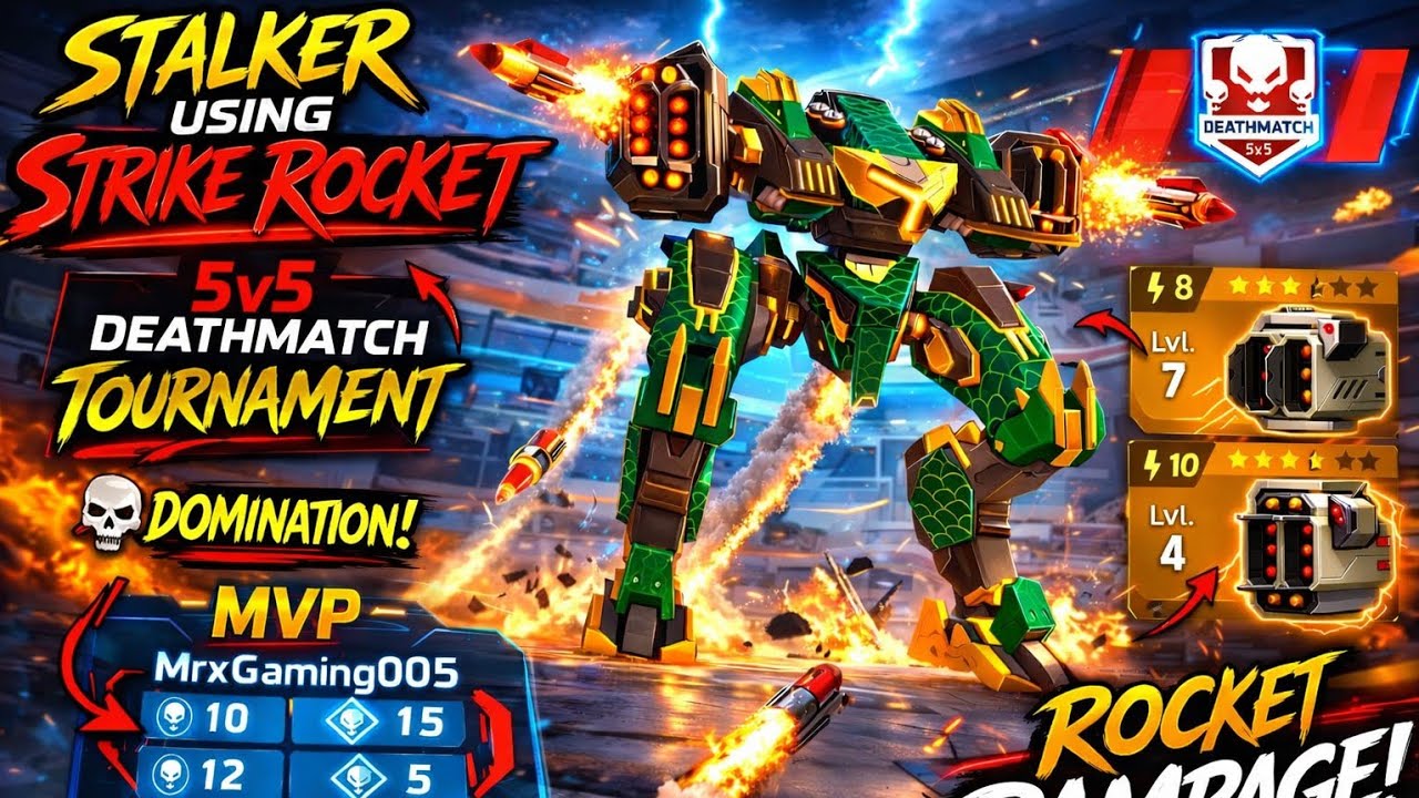 Strike Rockets RAIN FIRE! 🔥 5v5 Deathmatch Tournament Chaos | Mech Arena Follow For More 
