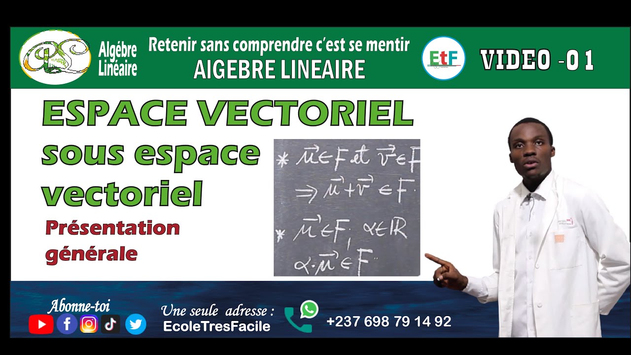 Algèbre Linéaire #1 Espace et sous espace Vectoriel - Présentation générale
