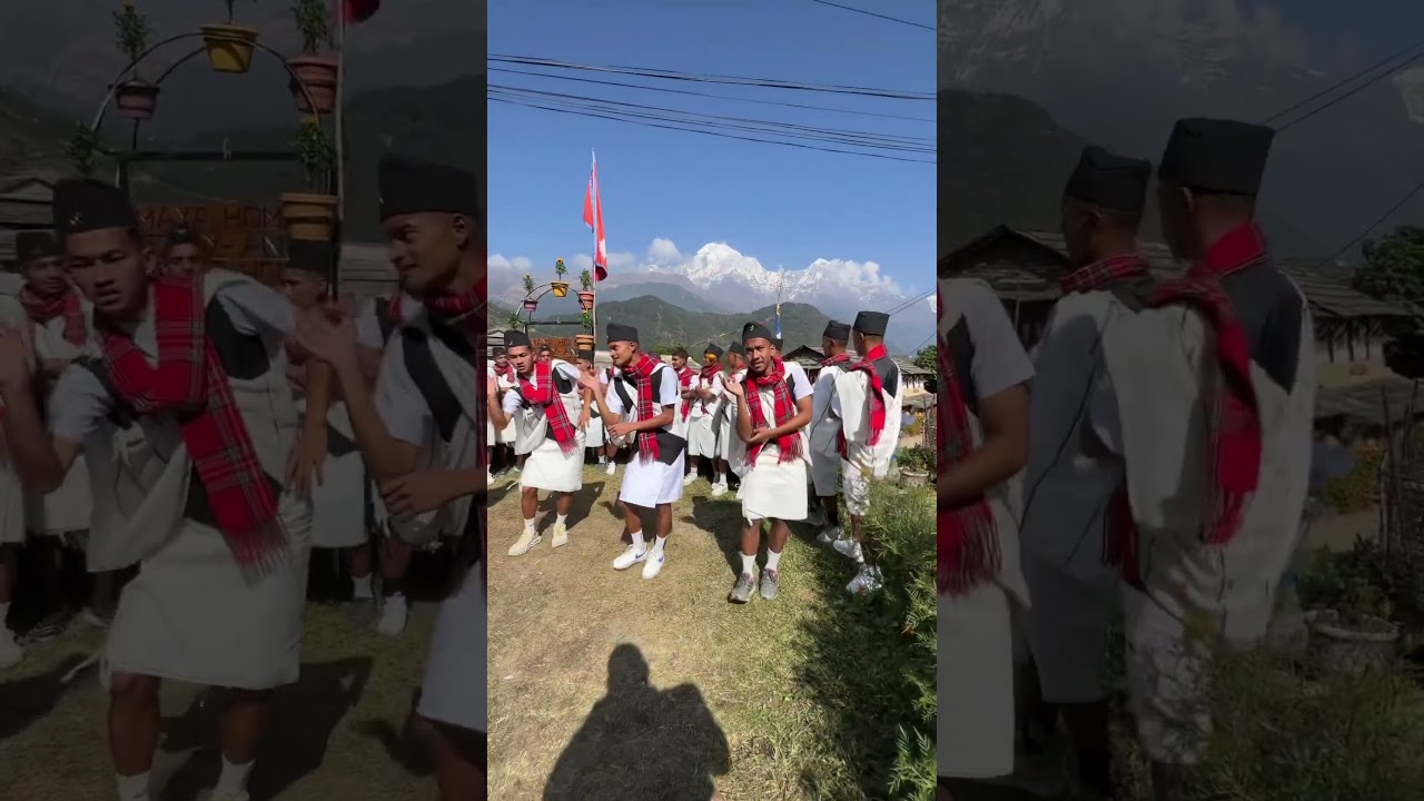 Brigade Gurkha boys at gandruk village with Gurung culture 