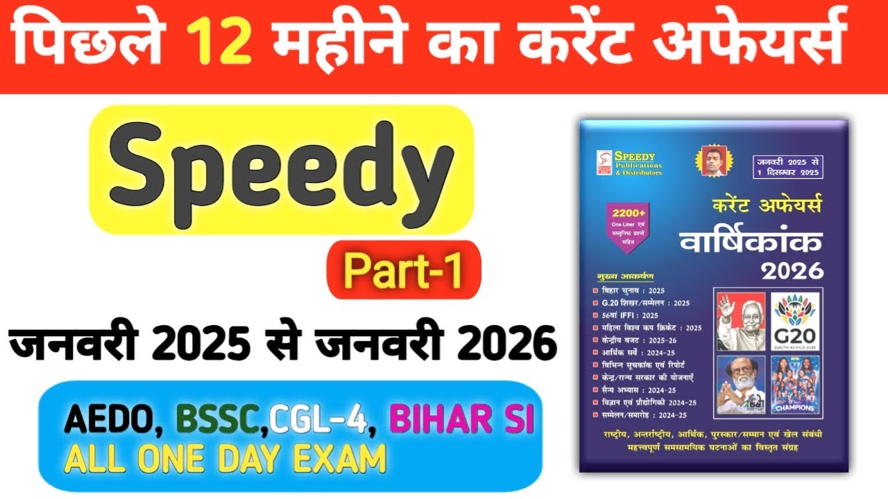 Current Affairs 2026 | January 2024 to January 2026|Top100mcqs| #currentaffairs #speedybook 