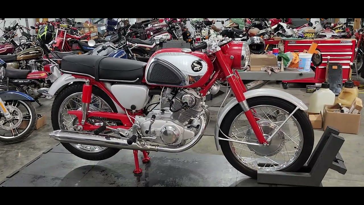 1964 Honda CB77 Superhawk. Walk around and running. 