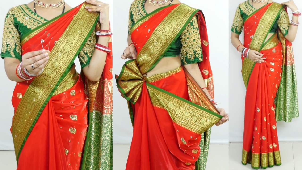 Very Beautiful Silk Saree Draping Tutorial for Wedding |Look & Slim With Perfect pleats sari draping