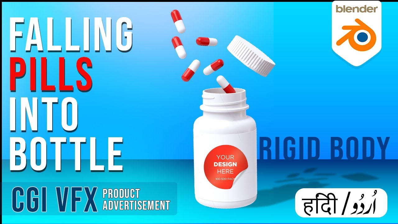 Capsule Pills Falling into a Bottle - Step-by-Step in Blender