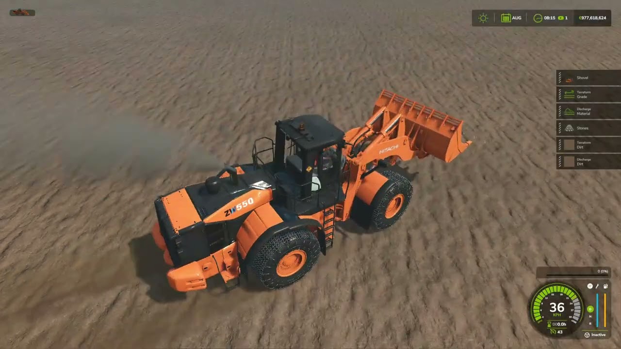 Farming Simulator 25 working with Cat 6015B loading stones