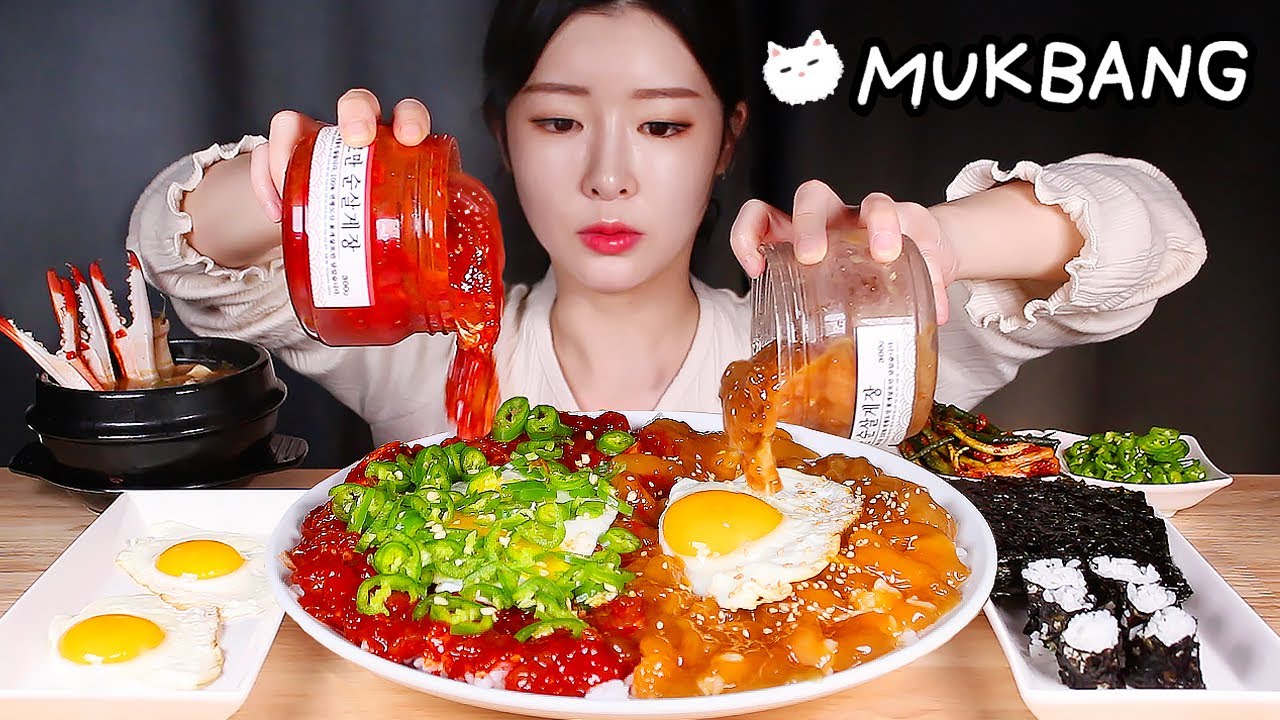 ASMR * Краб, маринованный в соевом соусе, и краб, маринованный в остром соусе MUKBANG Eating Show
