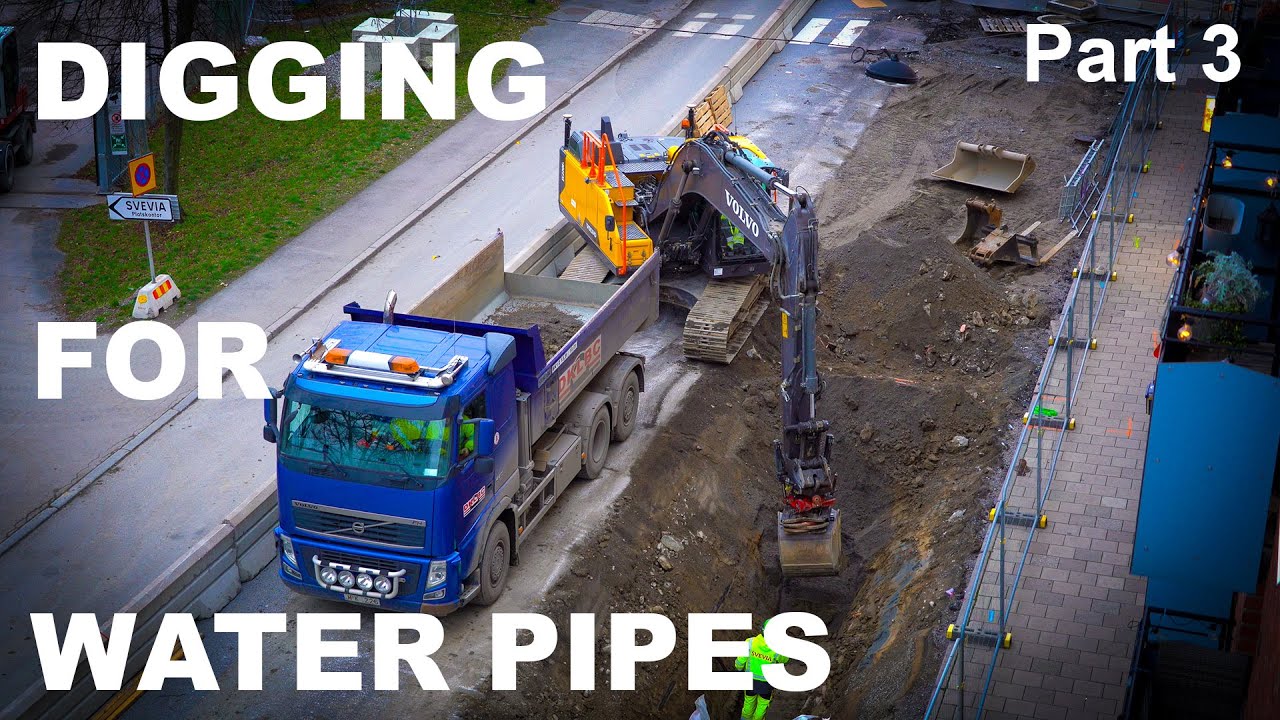 Digging for water pipes with Volvo EC220EL Part 3