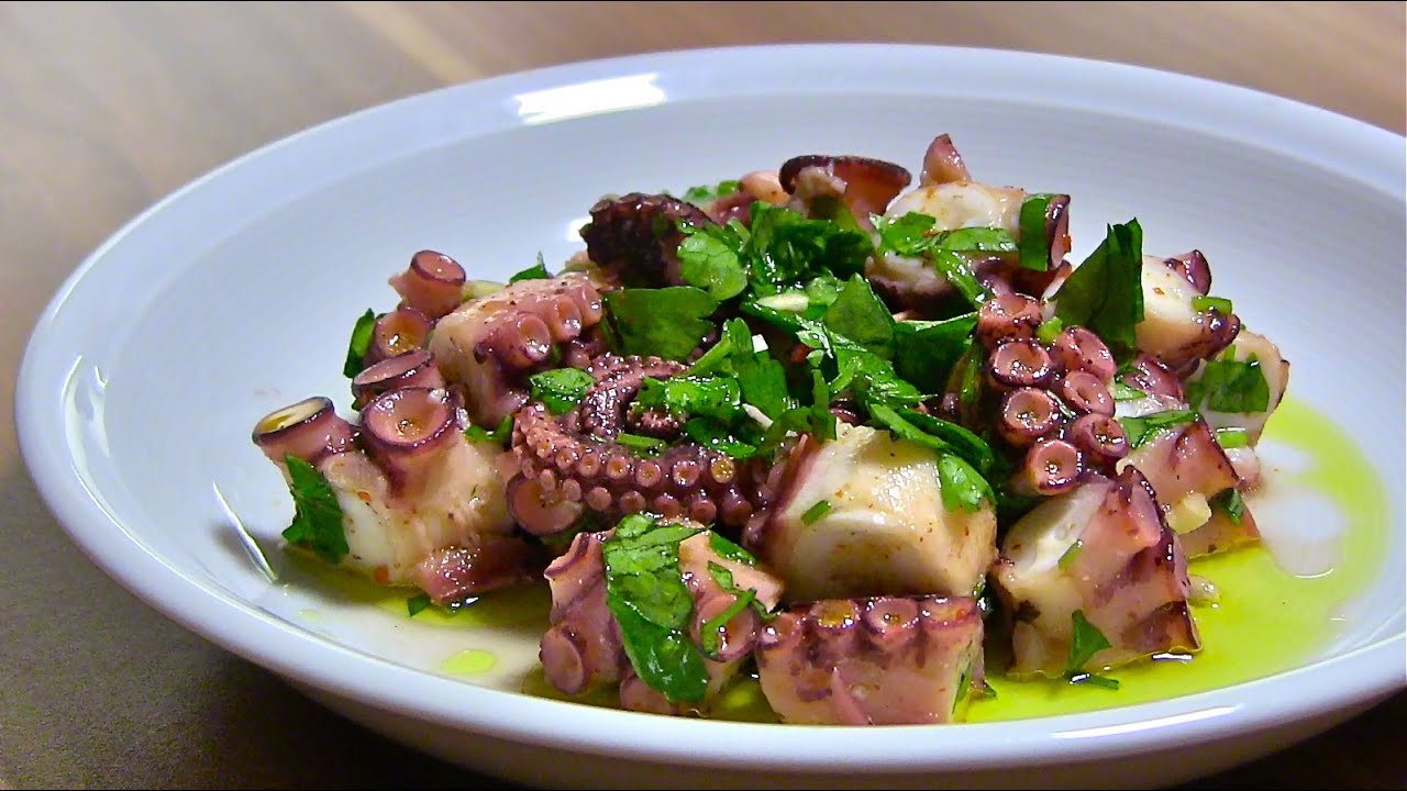 Octopus-Oktopus Salat-Octopus Salad-vorbereiten & zubereiten-Insalata di Polpo