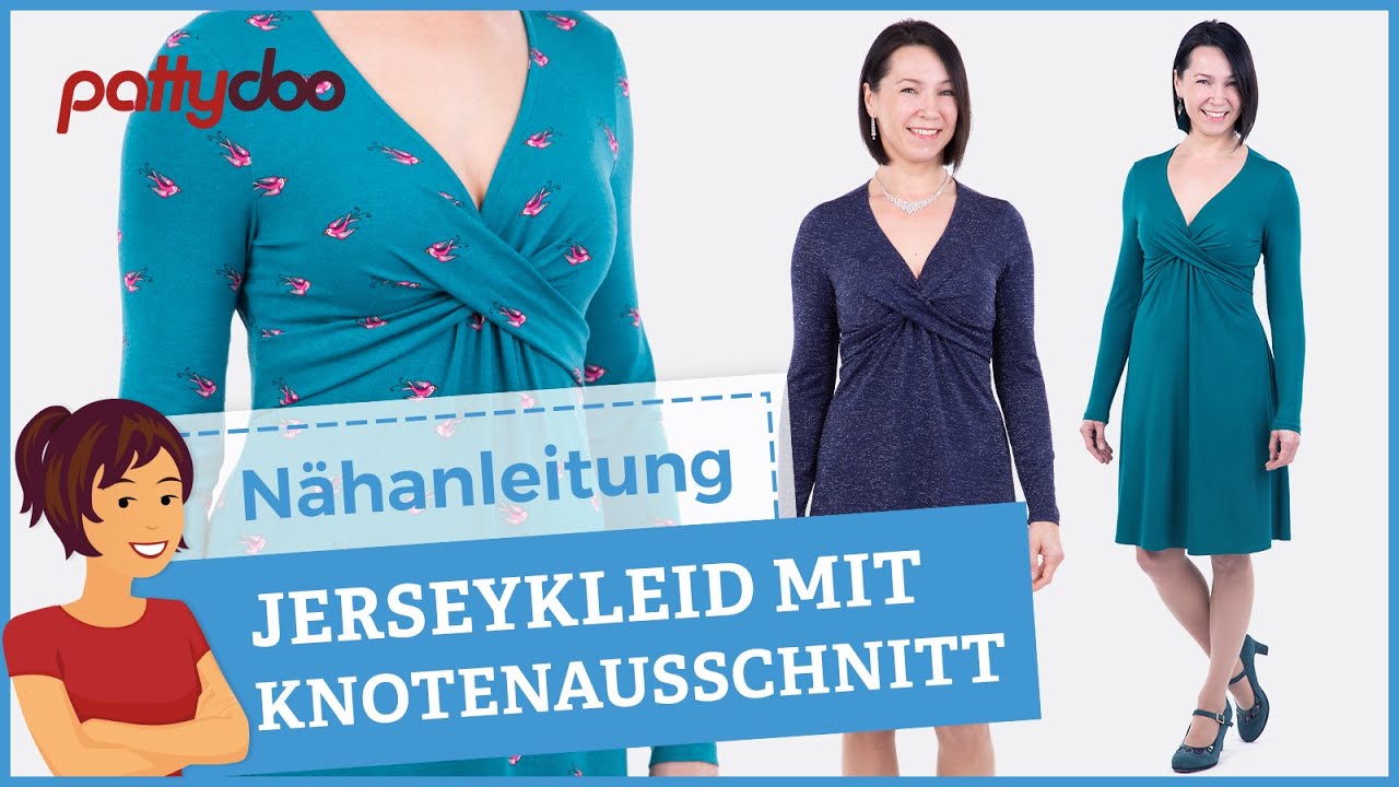 Nähanleitung Jerseykleid mit raffiniertem Knotenausschnitt für wunderschönes Dekolleté 😍