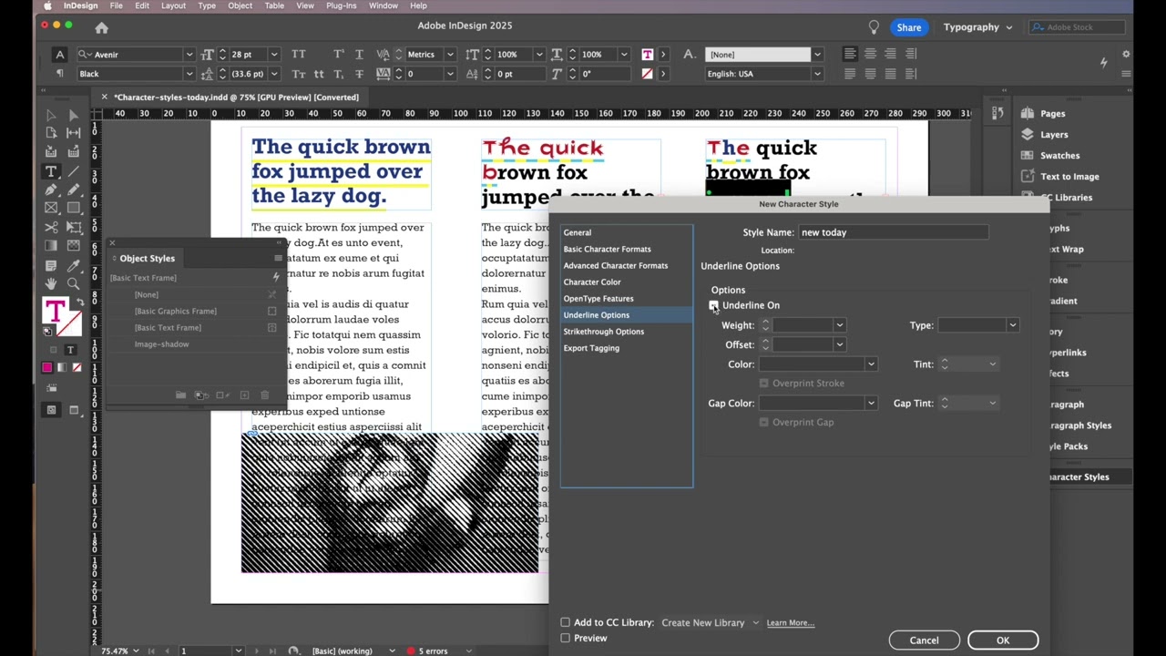 InDesign styles