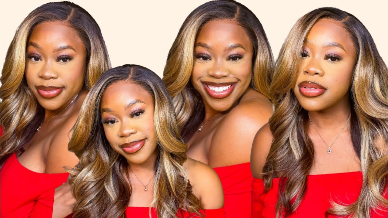 NEW DELUXE WIDE PART | Outre Melted Hairline Synthetic HD Lace Front Wig - BEGONIA | Caramel Mocha