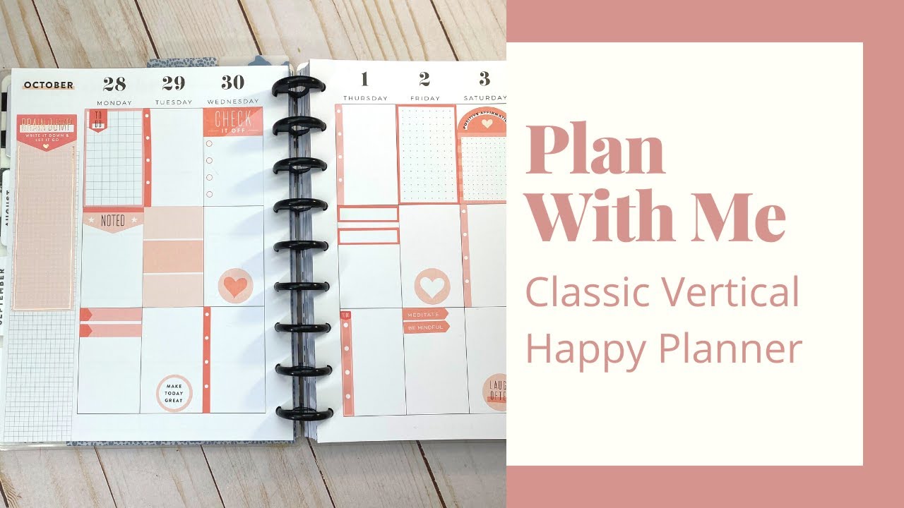 Plan with Me - Classic Vertical Happy Planner with Pink Wellness Stickers