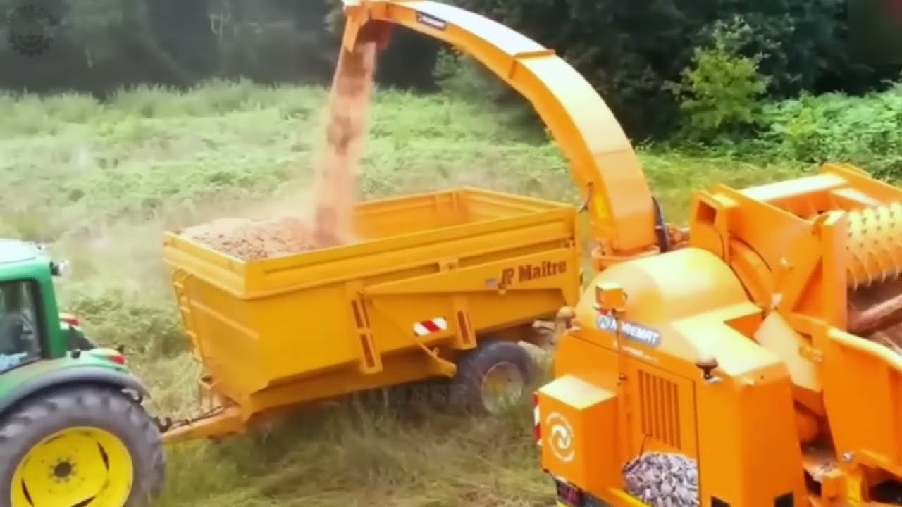 Dangerous Tree Shredder and Wood Chipper crushing machines | Monster Stump Removal Excavator #95