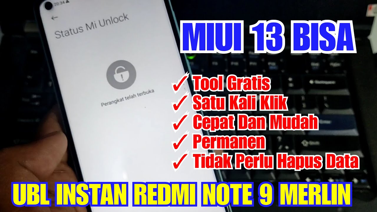 CARA INSTAN UNLOCK BOOTLOADER | UBL XIAOMI REDMI NOTE 9 MERLIN MIUI 13 | PASTINYA CARA INI PERMANEN