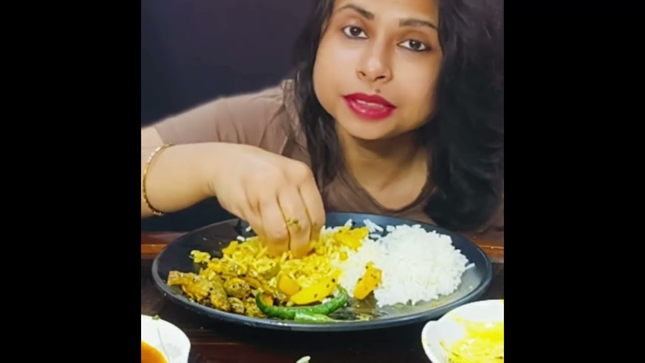 Eating rice, 🍚🍚,palang saak bhaja,puti macher jhal,tangra macher jhol||mukbang 