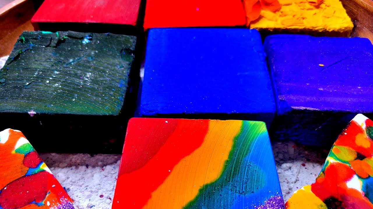 Rainbow Dyed Chalk | 🌈😉| Fresh Blocks | ASMR