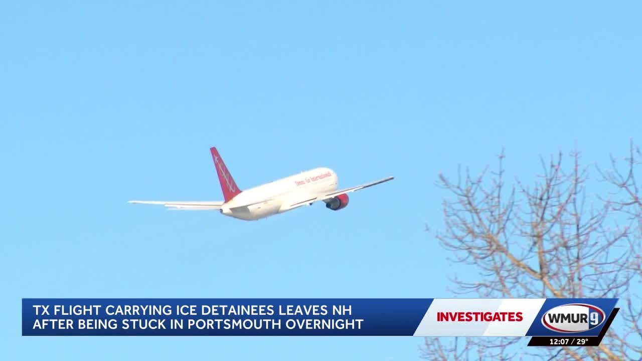 Flight carrying ICE detainees leaves NH after being stuck in Portsmouth for more than 24 hours