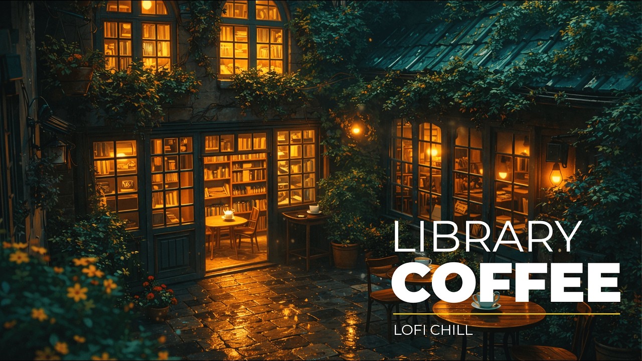 Cozy Library Coffee Shop ☕🌧️ | Deep Focus to Work, Study & Relax | Lofi Rain Music