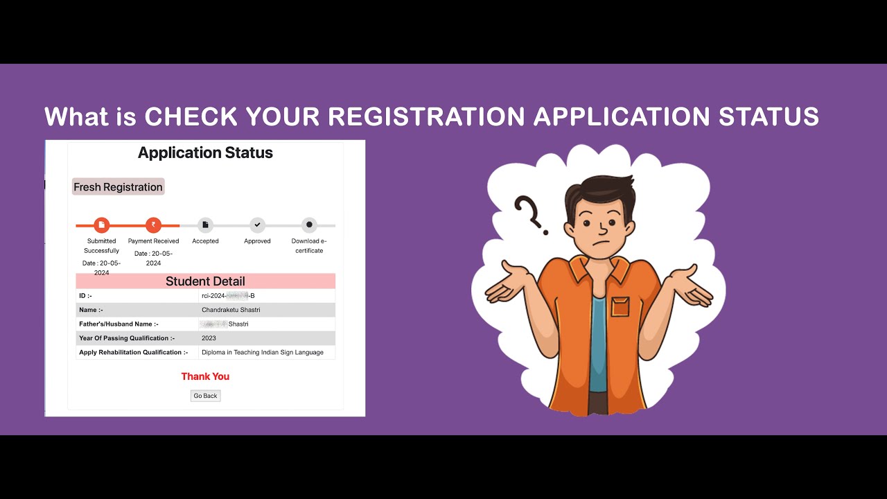 What is CHECK YOUR REGISTRATION APPLICATION STATUS in RCI (Accessibility for Deaf)