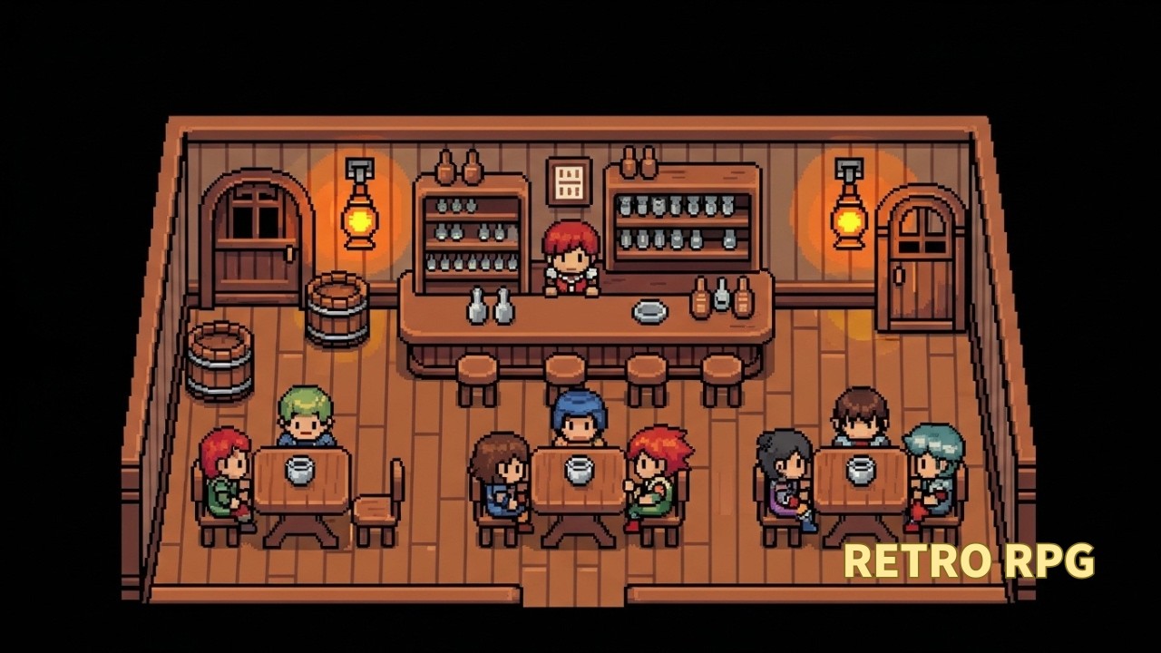 Lively RPG Tavern Music 🍺 Cozy 8-bit Fantasy Background Music for Study & Relax