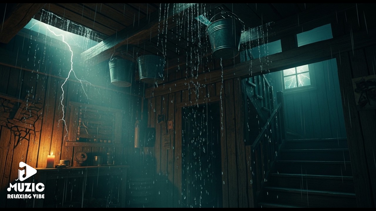 Night Rainning Sounds for Sleeping | Intense Rainstorm on Tin Roof of Farmhouse