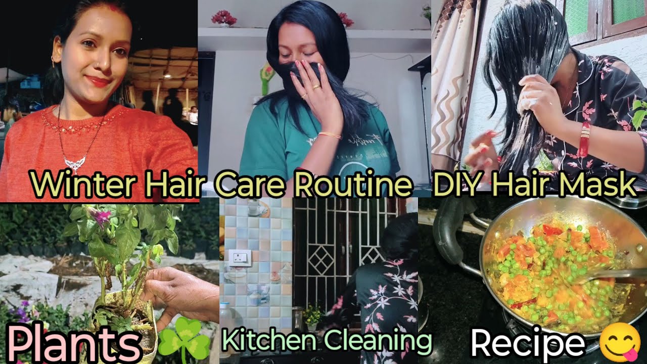 Winter Hair Care Routine 🌺 DIY Hair Mask😊आज फिर से नर्सरी से Plants लेकर आई😁 आलू मटर की Tasty रेसिपी