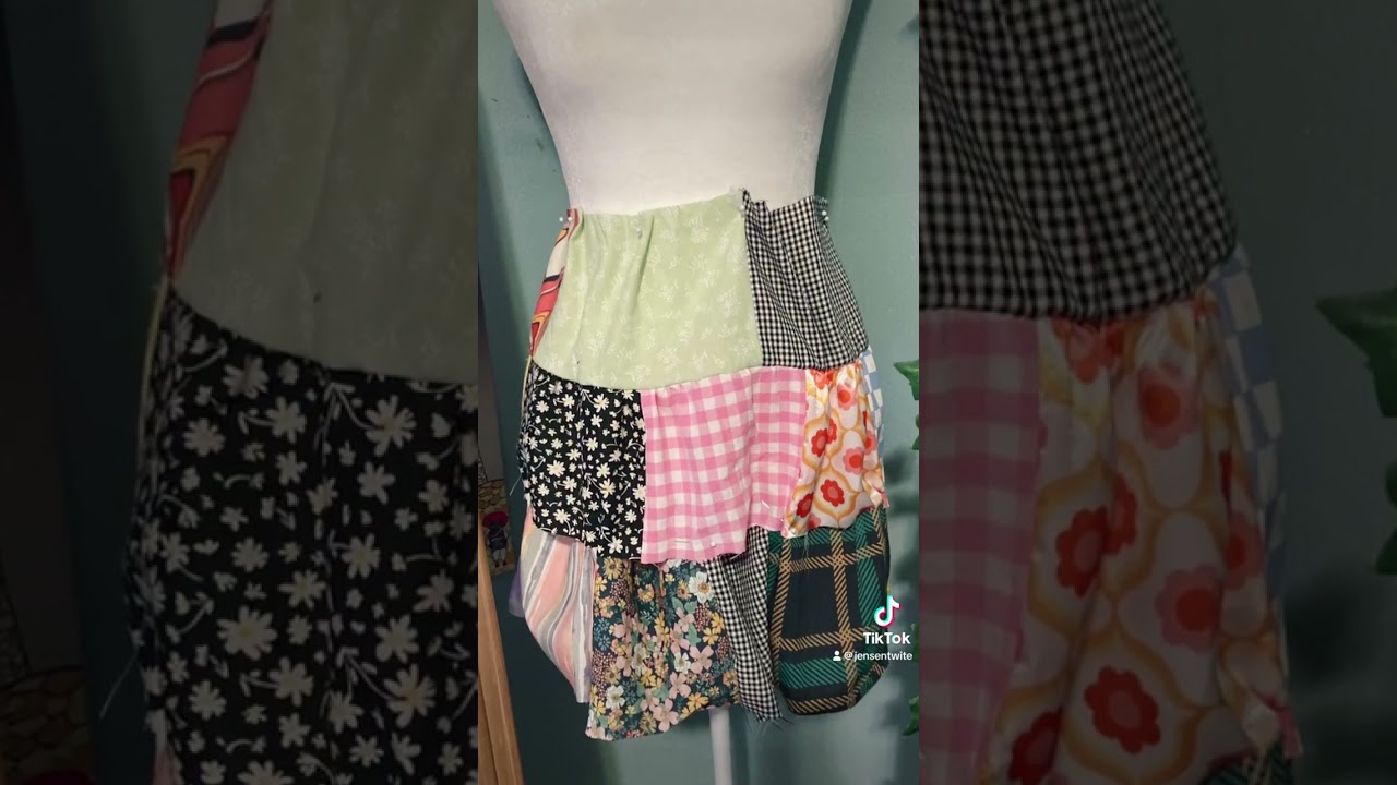 Making a scrap fabric skirt!  