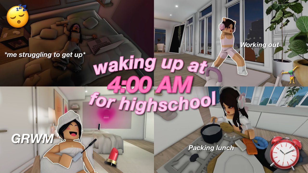 waking up at 4AM to get ready for highschool | Productive | Bloxburg Roleplay | w/voices