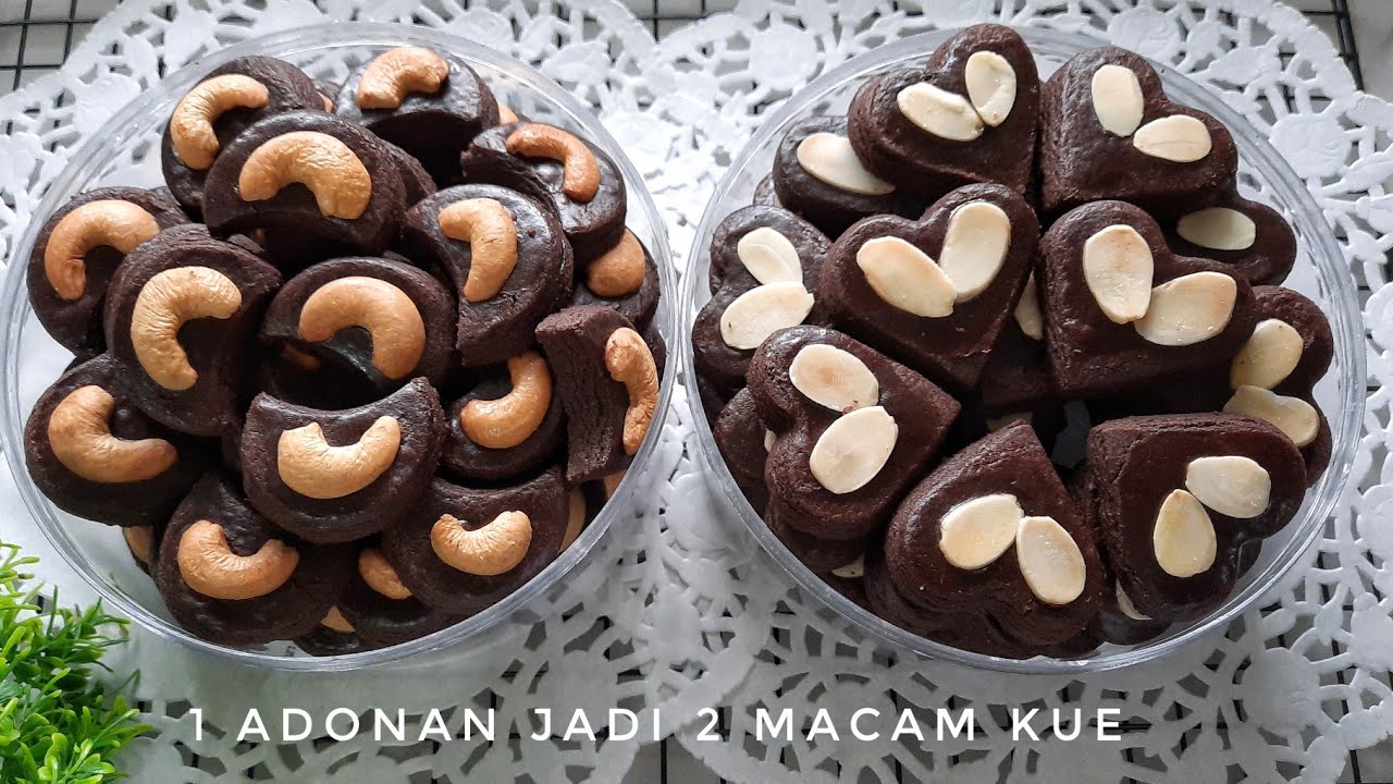 CARA PRAKTIS 1 ADONAN JADI 2 MACAM KUE KERING |Choco Mede Cookies dan Choco Almond Cookies