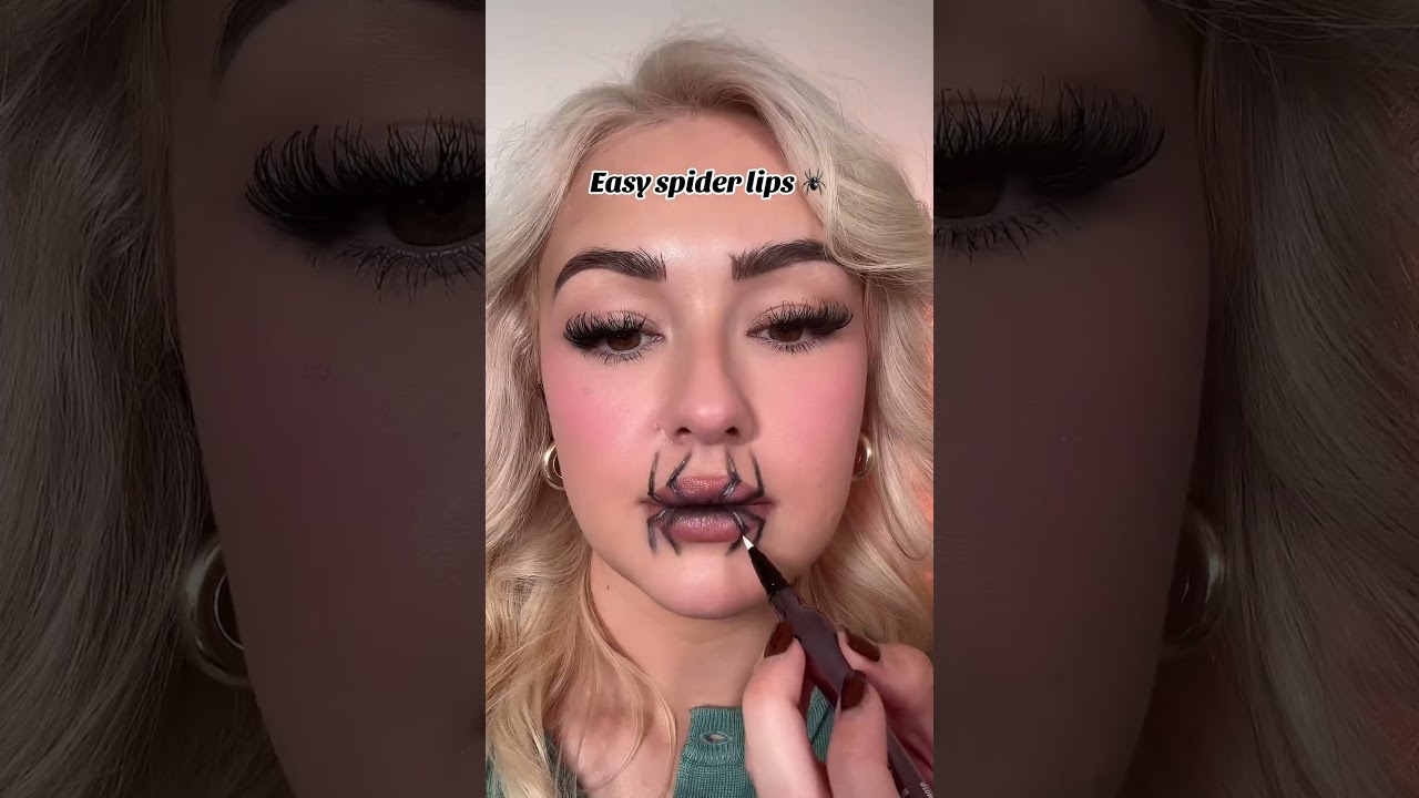 Easy spider lips! 🕷️ #makeup #makeuptutorial #halloween #halloweenmakeuplook