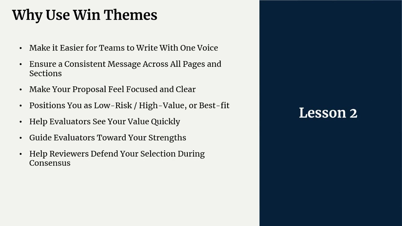 Win Theme Masterclass FY2026 (video 04) for Winning Federal Contracts by Government Contractors
