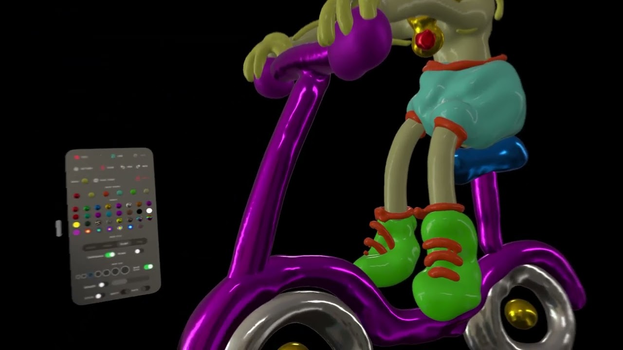 AVP 2D doodle Alien on Scooter freestyle using AirDraw app