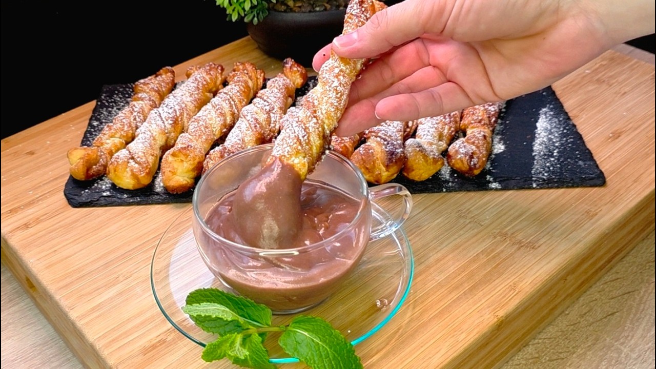 У тебя есть слоеное тесто и корица? Мини-чуррос без масла и без жарки! 🥨✨