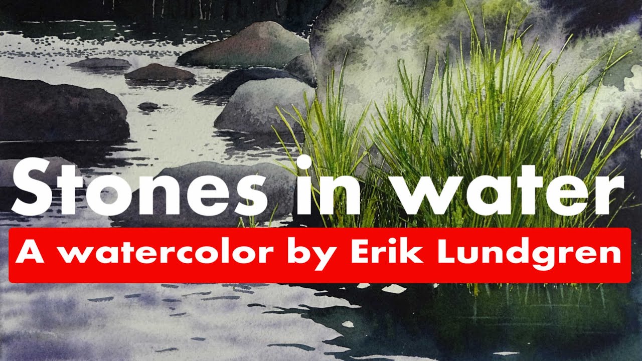 Stones in water | A watercolor by Erik Lundgren
