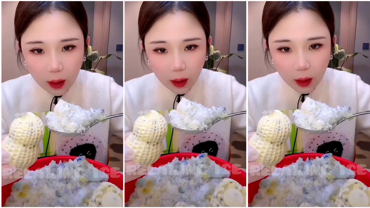 ASMR ICE EATING with MILK POWDER and PASSION FRUIT 