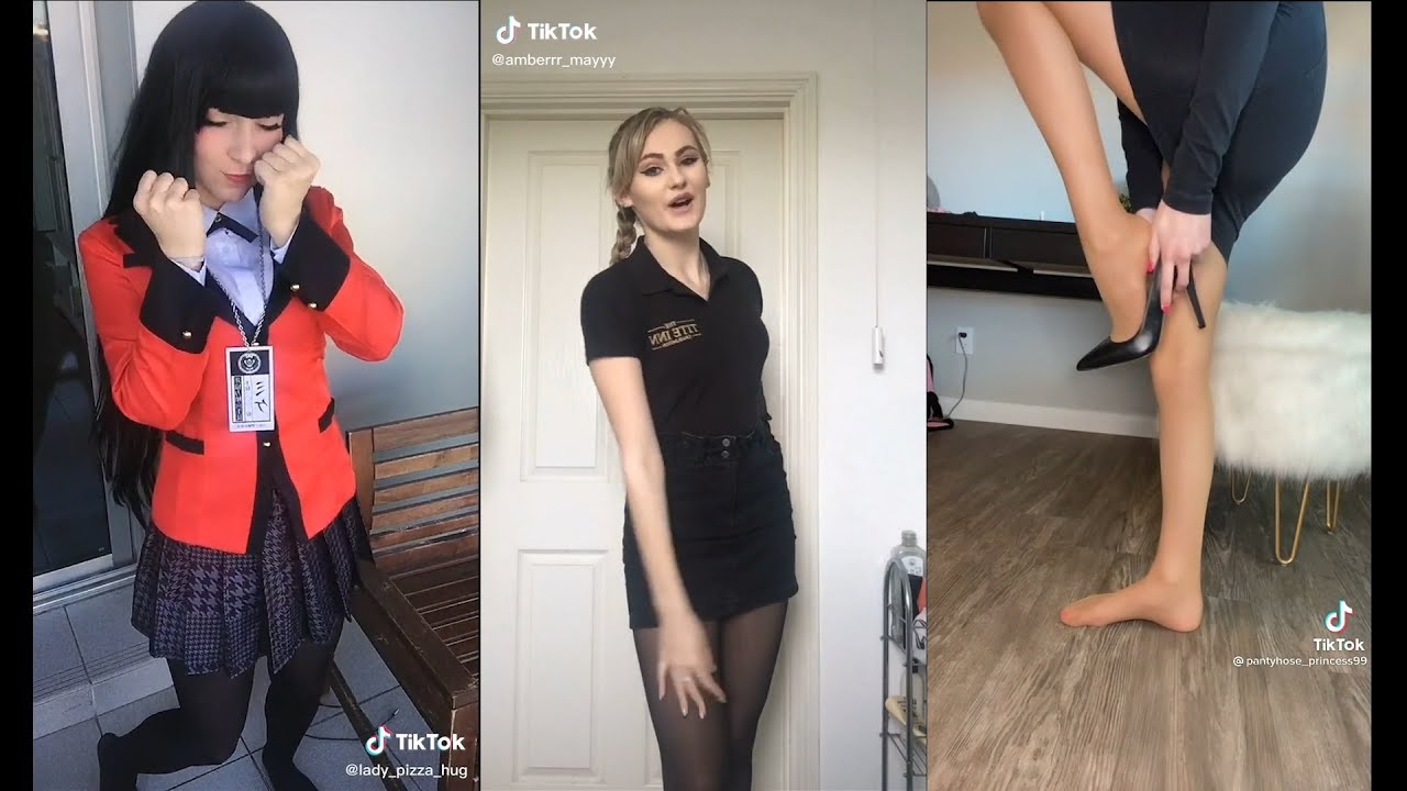 TikTok Best 20 nylon pantyhose Girls Compilation #43