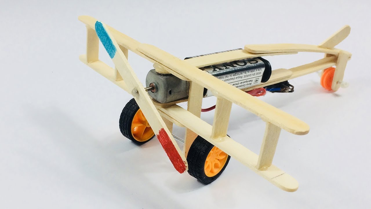 How To Make A Plane With DC Motor And Icecream Sticks | Lee Bros #11