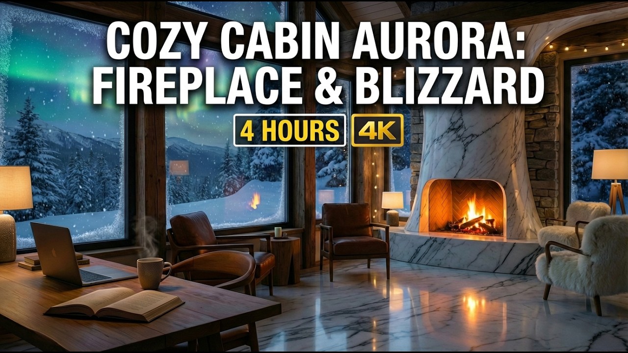 Cozy Cabin Aurora:  Crackling Fireplace | 4 hours