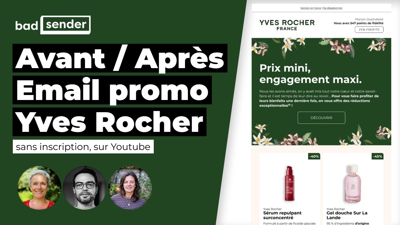 Inventer l’email de demain : Avant / Après Yves Rocher